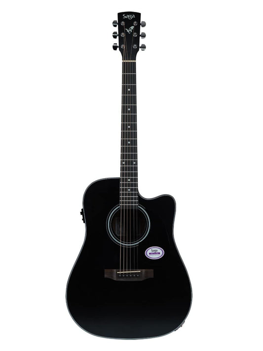 Saga Sf-600CE Dreadnought Electro Acoustic Guitar (With Fishman Pickup) Black