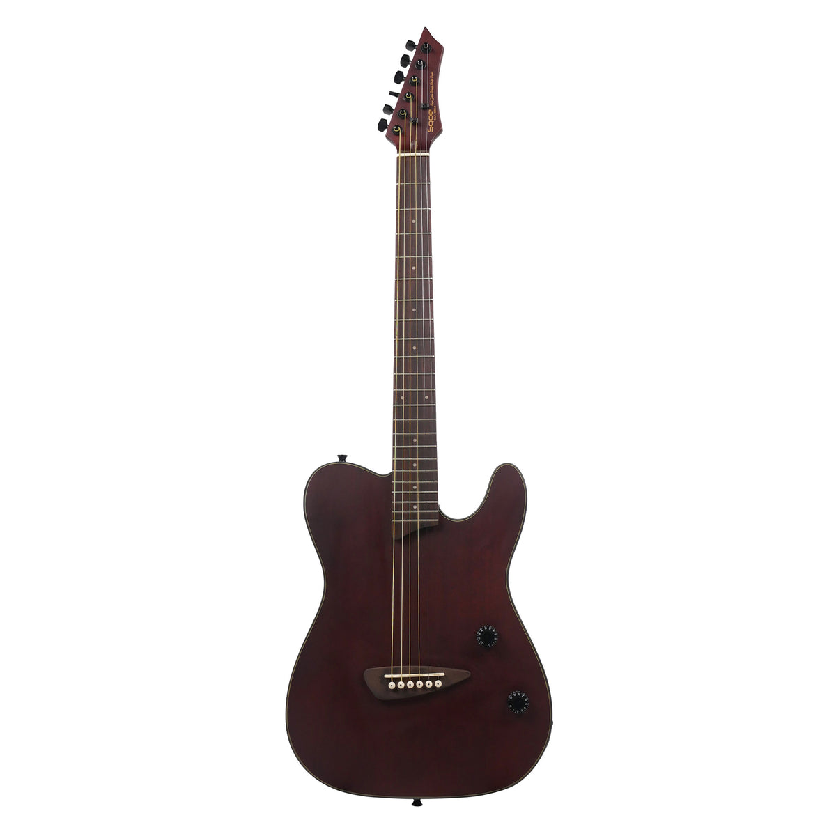 SQOE SETL800 Acoustic electric stage silent guitar - Natural Dark mahogany