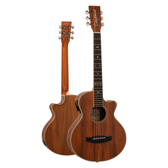 Tanglewood TRU2CEAW Solid Top Black Walnut Super Folk Travel Electro-Acoustic Guitar - Natural Satin