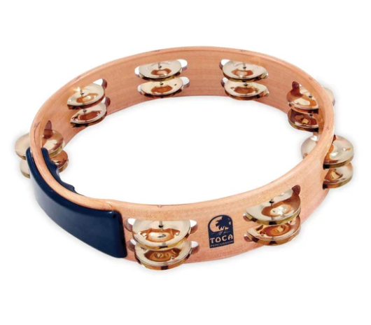 Toca Acacia Wood Double Row Tambourine Brass T1010-AB