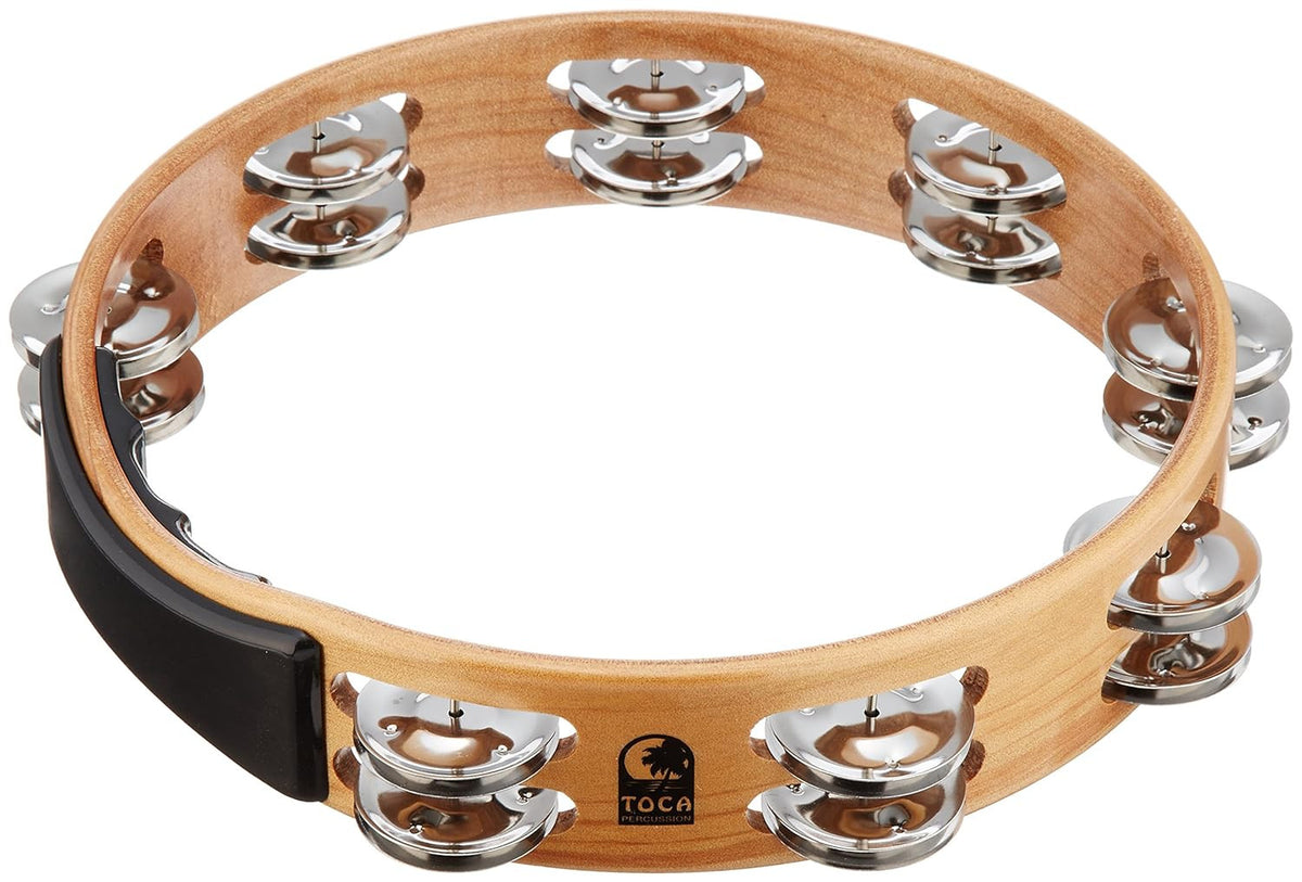Toca Acacia Wood Double Row Tambourine Nickel T1010-A