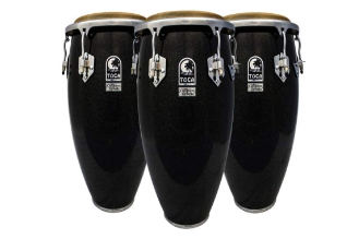 Toca Custom Deluxe Conga Set 11" & 11.75" & 12.5" Without Stand Black Sparkle Wood 4611+4611-3/4+4612-1/2BKS