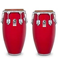Toca Custom Deluxe Fiberglass Conga Set 11" & 11.75" Without Stand Red Sparkle 4611+4611-3/4FR