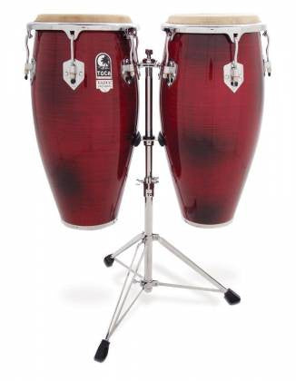 Toca Elite Pro Conga Set 11" & 11.75" W/Dbl-Stand & 12.5" Crimson Fade 3100+3112-1/2CF
