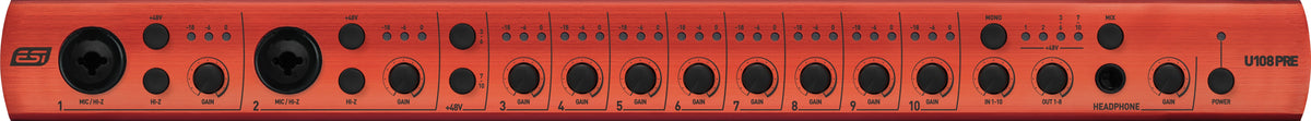 U108 PRE 24-bit USB Audio Interface with 10 Microphone Preamps / 8 Outputs