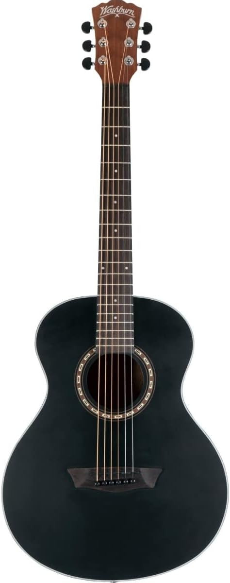 Washburn Apprentice Series 6 String Acoustic Guitar,  Black Matte (AGM5BMK-A)