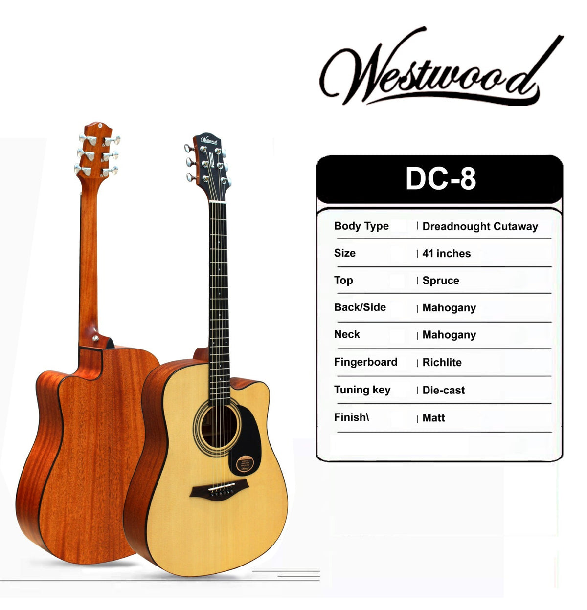 WESTWOOD DC-8 ACOUSTIC GUITAR