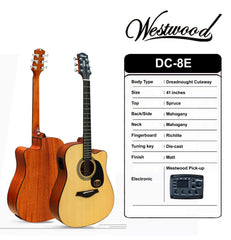 WESTWOOD DC-8E ELECTRIC ACOUSTIC GUITAR