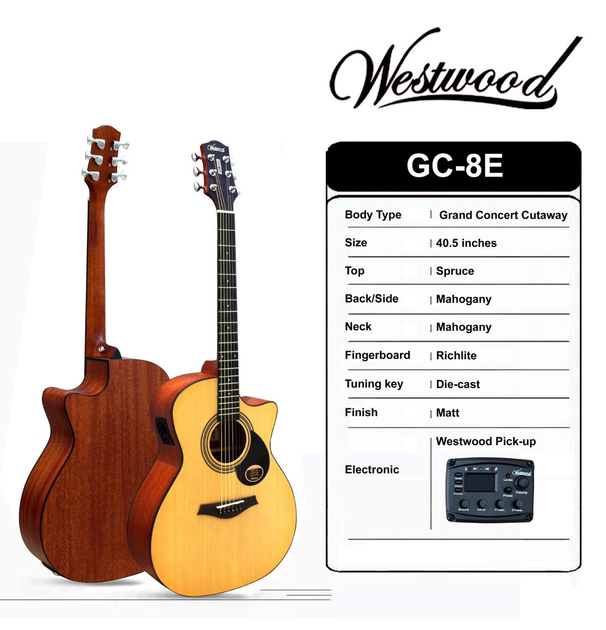 WESTWOOD GC-8E ACOUSTIC ELECTRIC GUITAR